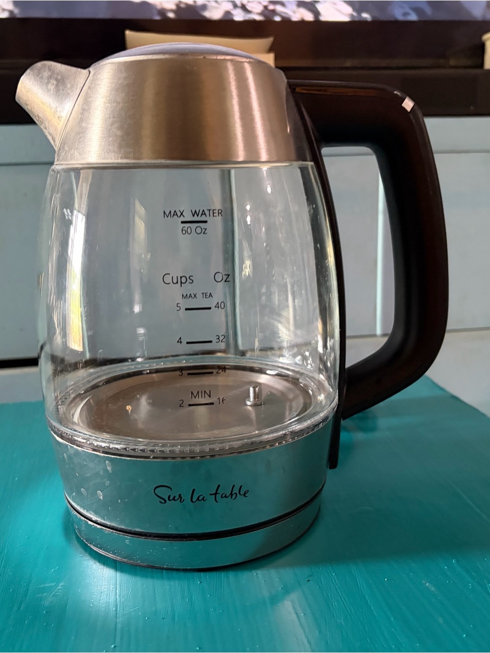 Sur La Table Glass Electric Kettle with Stainless and Black Handle